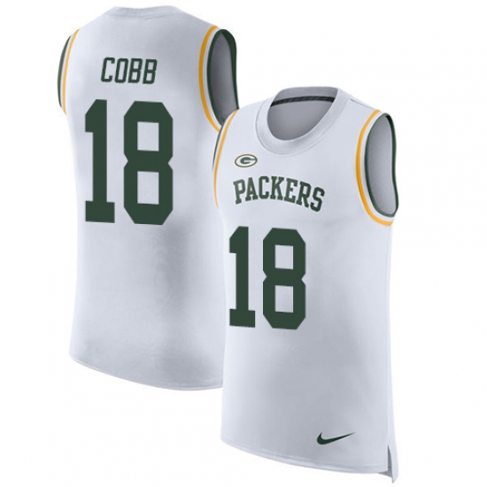 Men's Nike Green Bay Packers #18 Randall Cobb Limited White Rush Player Name & Number Tank Top NFL Jersey - Ujersey