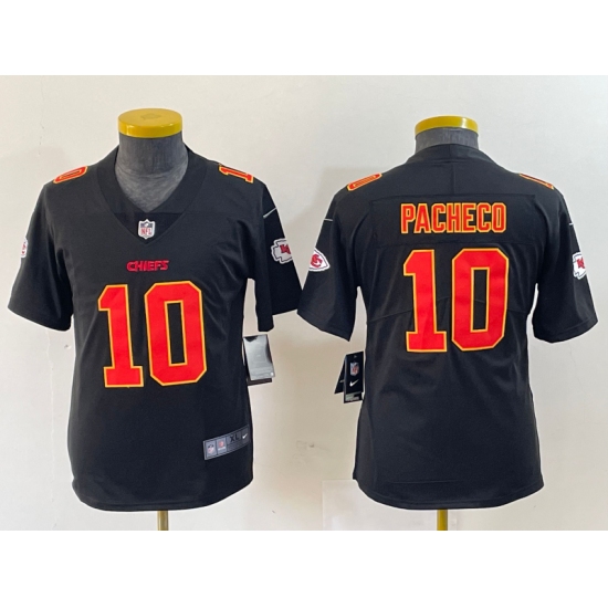 Youth Kansas City Chiefs #10 Isiah Pacheco Black Fashion Vapor Limited Stitched Jersey - Ujersey