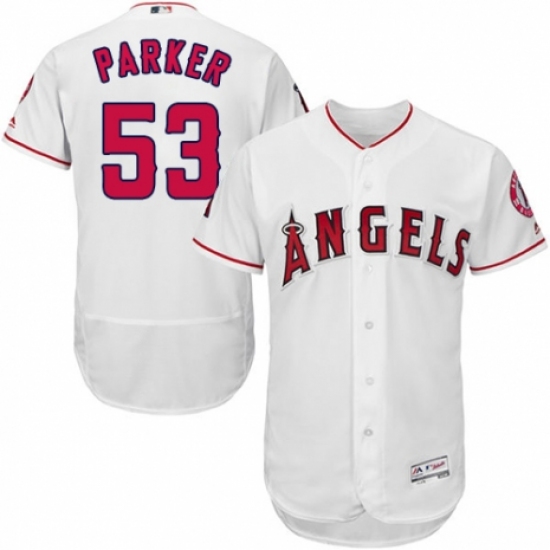 Men's Majestic Los Angeles Angels of Anaheim #53 Blake Parker White Home Flex Base Authentic Collection MLB Jersey - Ujersey