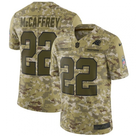 Youth Nike Carolina Panthers #22 Christian McCaffrey Limited Camo 2018 Salute to Service NFL Jersey - Ujersey