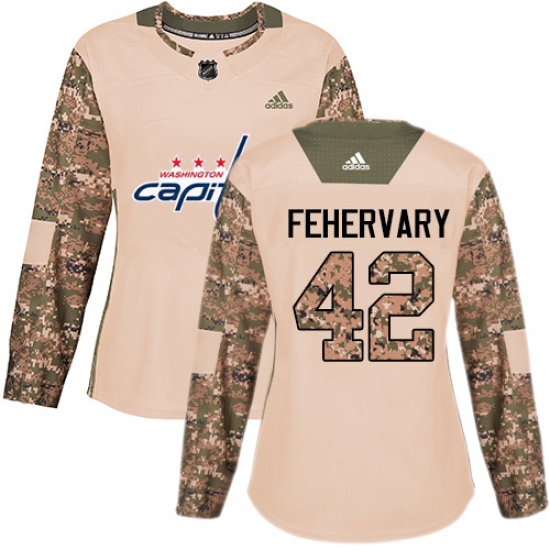 Women's Adidas Washington Capitals #42 Martin Fehervary Authentic Camo Veterans Day Practice NHL Jersey - Ujersey
