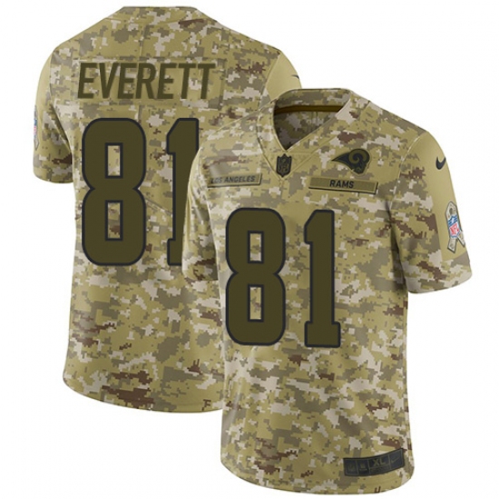 Youth Nike Los Angeles Rams #81 Gerald Everett Limited Camo 2018 Salute to Service NFL Jersey - Ujersey