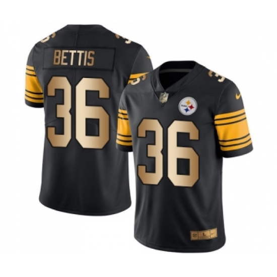 Men's Pittsburgh Steelers #36 Jerome Bettis Limited Black Gold Rush Vapor Untouchable Football Jersey - Ujersey
