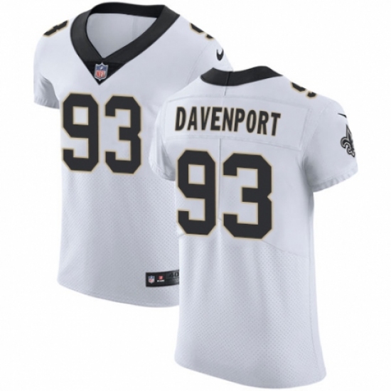 Men's Nike New Orleans Saints #93 Marcus Davenport White Vapor Untouchable Elite Player NFL Jersey - Ujersey