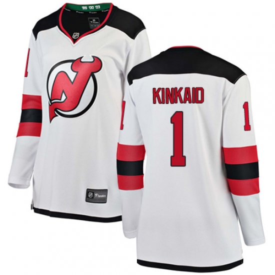 Women's New Jersey Devils #1 Keith Kinkaid Fanatics Branded White Away Breakaway NHL Jersey - Ujersey