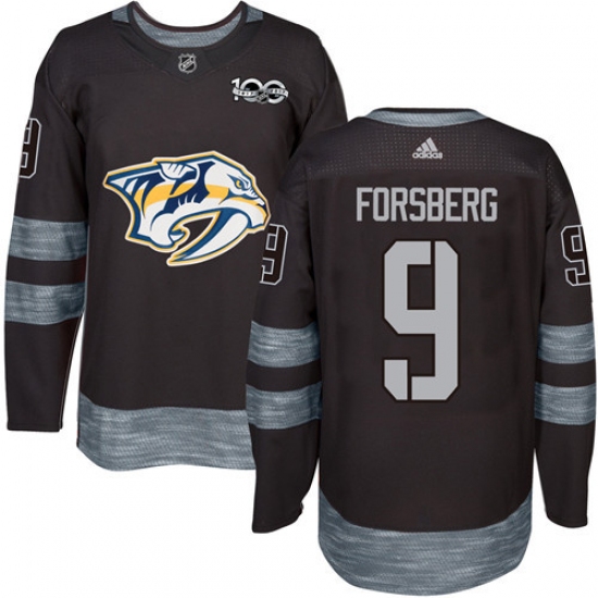 Men's Adidas Nashville Predators #9 Filip Forsberg Authentic Black 1917-2017 100th Anniversary NHL Jersey - Ujersey