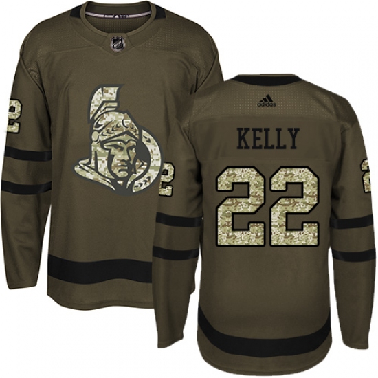 Men's Adidas Ottawa Senators #22 Chris Kelly Authentic Green Salute to Service NHL Jersey - Ujersey