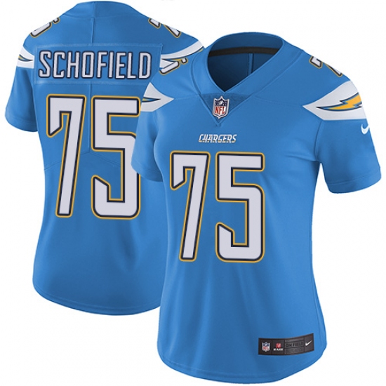 Women's Nike Los Angeles Chargers #75 Michael Schofield Electric Blue Alternate Vapor Untouchable Limited Player NFL Jersey - Ujersey