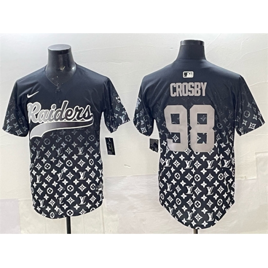 Men's Las Vegas Raiders #98 Maxx Crosby Black Limited Stitched Baseball Jersey - Ujersey