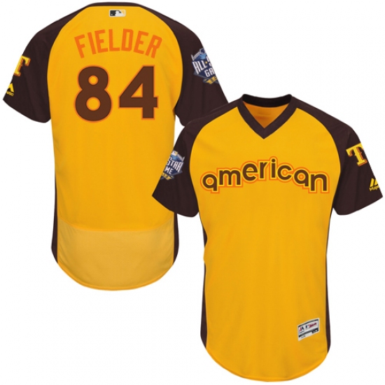 Men's Majestic Texas Rangers #84 Prince Fielder Yellow 2016 All-Star American League BP Authentic Collection Flex Base MLB Jersey - Ujersey