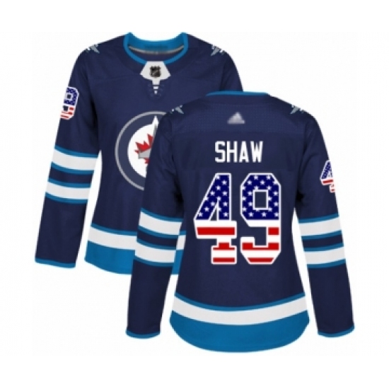 Women's Winnipeg Jets #49 Logan Shaw Authentic Navy Blue USA Flag Fashion Hockey Jersey - Ujersey