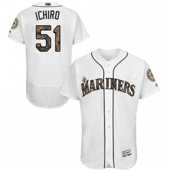 Men's Majestic Seattle Mariners #51 Ichiro Suzuki Authentic White 2016 Memorial Day Fashion Flex Base MLB Jersey - Ujersey