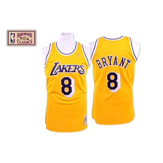 Men's Mitchell and Ness Los Angeles Lakers #8 Kobe Bryant Authentic Gold Throwback NBA Jersey - Ujersey