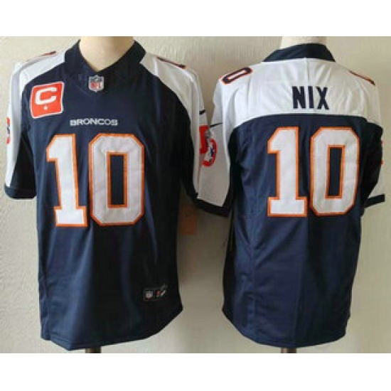 Men's Denver Broncos #10 Bo Nix Navy Blue C Thanksgiving FUSE Vapor Jersey - Ujersey