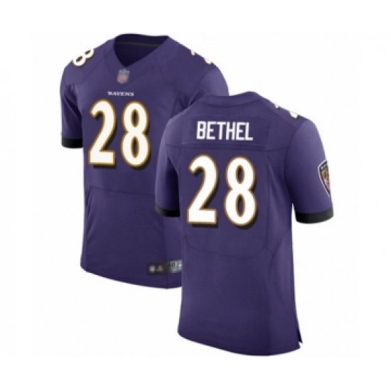 Men's Baltimore Ravens #28 Justin Bethel Purple Team Color Vapor Untouchable Elite Player Football Jersey - Ujersey