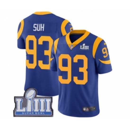 Youth Nike Los Angeles Rams #93 Ndamukong Suh Royal Blue Alternate Vapor Untouchable Limited Player Super Bowl LIII Bound NFL Jersey - Ujersey