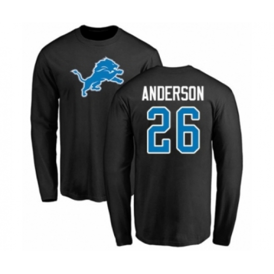 Football Detroit Lions #26 C.J. Anderson Black Name & Number Logo Long Sleeve T-Shirt - Ujersey