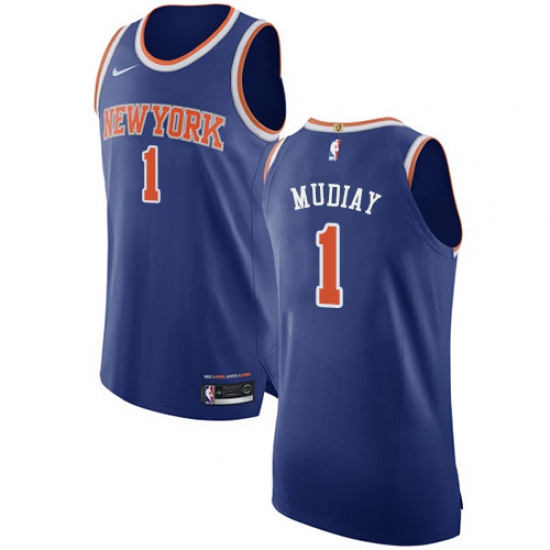 Youth Nike New York Knicks #1 Emmanuel Mudiay Authentic Royal Blue NBA Jersey - Icon Edition - Ujersey