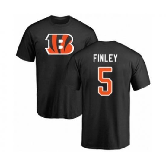 Football Cincinnati Bengals #5 Ryan Finley Black Name & Number Logo T-Shirt - Ujersey