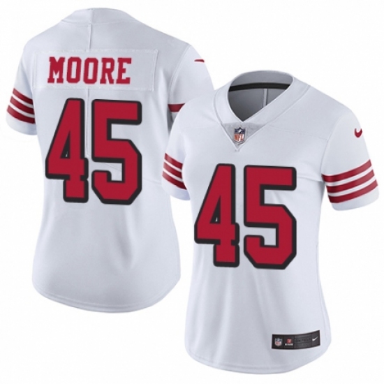 Women's Nike San Francisco 49ers #45 Tarvarius Moore Limited White Rush Vapor Untouchable NFL Jersey - Ujersey