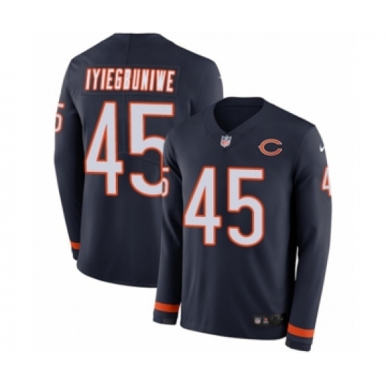 Men's Nike Chicago Bears #45 Joel Iyiegbuniwe Limited Navy Blue Therma Long Sleeve NFL Jersey - Ujersey