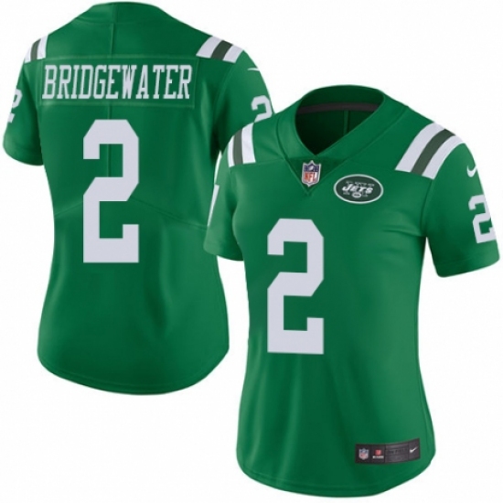 Women's Nike New York Jets #2 Teddy Bridgewater Limited Green Rush Vapor Untouchable NFL Jersey - Ujersey