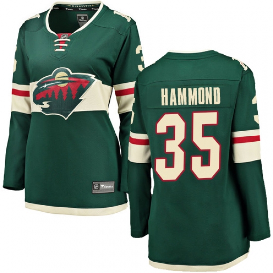 Women's Minnesota Wild #35 Andrew Hammond Authentic Green Home Fanatics Branded Breakaway NHL Jersey - Ujersey