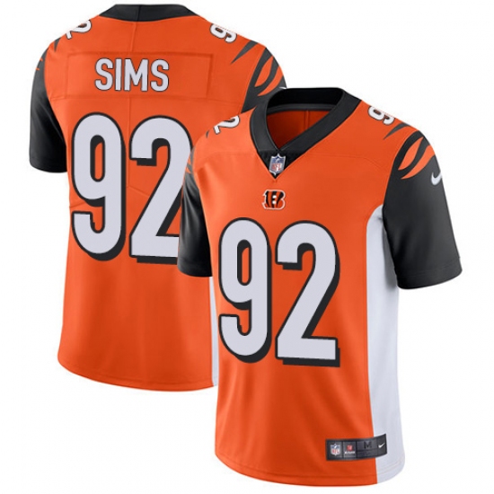 Youth Nike Cincinnati Bengals #92 Pat Sims Vapor Untouchable Limited Orange Alternate NFL Jersey - Ujersey
