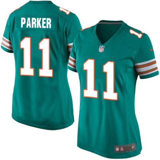 Women's Nike Miami Dolphins #11 DeVante Parker Game Aqua Green Alternate NFL Jersey - Ujersey