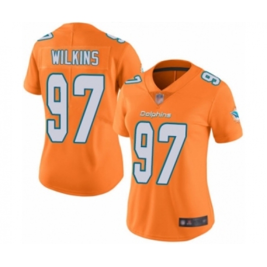 Women's Miami Dolphins #97 Christian Wilkins Limited Orange Rush Vapor Untouchable Football Jersey - Ujersey