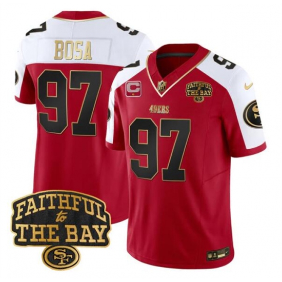 Men's San Francisco 49ers #97 Nick Bosa Red Alternate 2025 F.U.S.E. 1-Star C With Faithful To The Bay Limited V8 Football Stitched Jersey - Ujersey