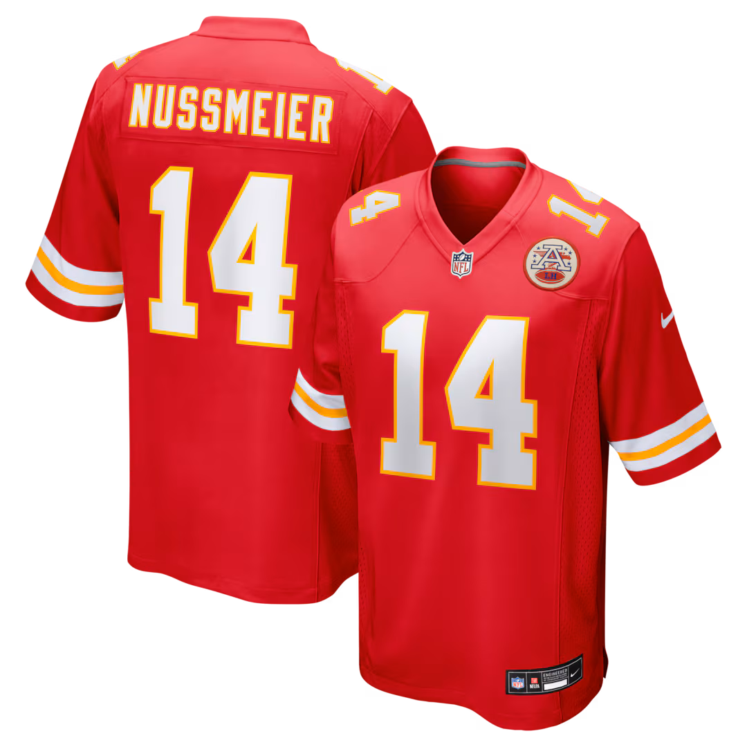 Men's Kansas City Chiefs Garrett Nussmeier Nike Red Game Jersey