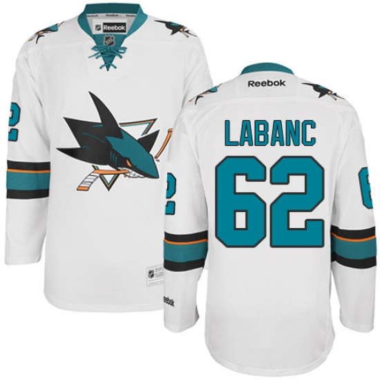 Women's Reebok San Jose Sharks #62 Kevin Labanc Authentic White Away NHL Jersey - Ujersey
