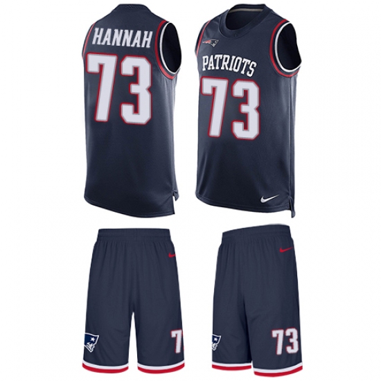 Men's Nike New England Patriots #73 John Hannah Limited Navy Blue Tank Top Suit NFL Jersey - Ujersey