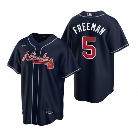 Men's Nike Atlanta Braves #5 Freddie Freeman Navy Alternate Stitched Baseball Jersey - Ujersey