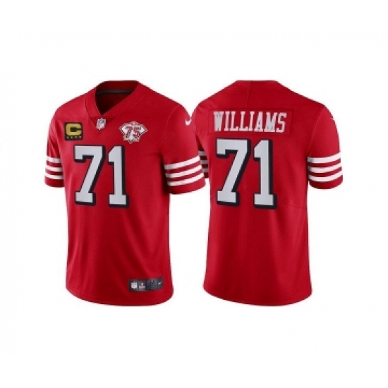Men's San Francisco 49ers #71 Trent Williams Red 75th Anniversary With C Patch Vapor Untouchable Limited Stitched Football Jersey - Ujersey