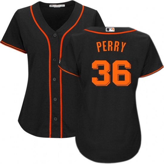 Women's Majestic San Francisco Giants #36 Gaylord Perry Replica Black Alternate Cool Base MLB Jersey - Ujersey