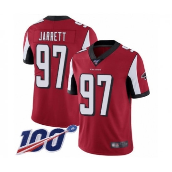 Men's Atlanta Falcons #97 Grady Jarrett Red Team Color Vapor Untouchable Limited Player 100th Season Football Jersey - Ujersey