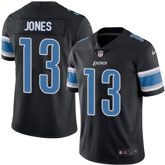Men's Nike Detroit Lions #13 T.J. Jones Limited Black Rush Vapor Untouchable NFL Jersey - Ujersey