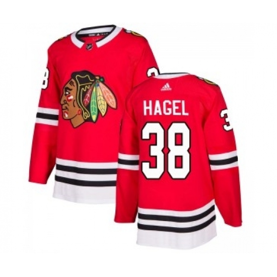 Men's Chicago Blackhawks #38 Brandon Hagel Adidas Authentic Home Red Jersey - Ujersey