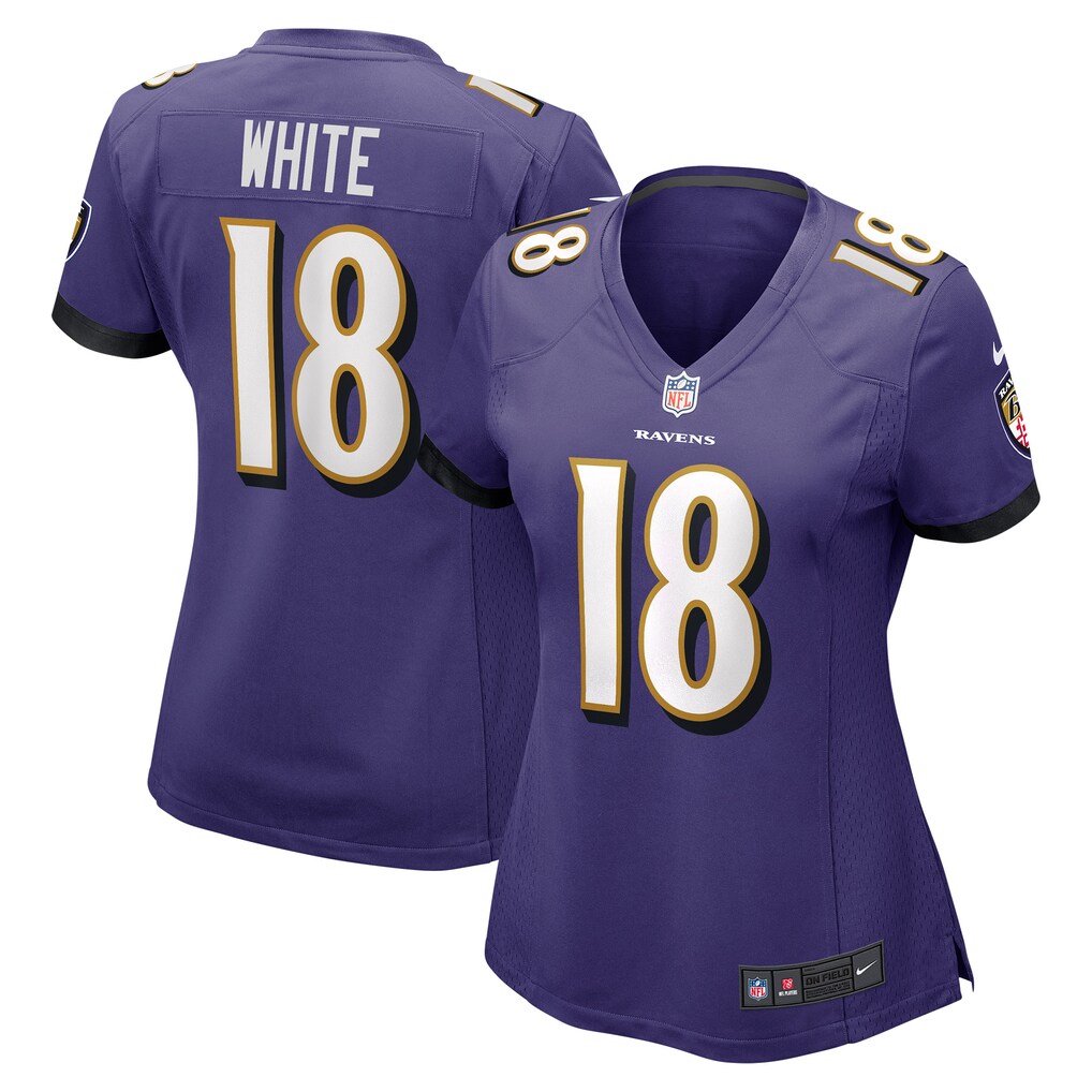 Women's Baltimore Ravens DeAndrew White Nike Purple Game Jersey - SUjersey01