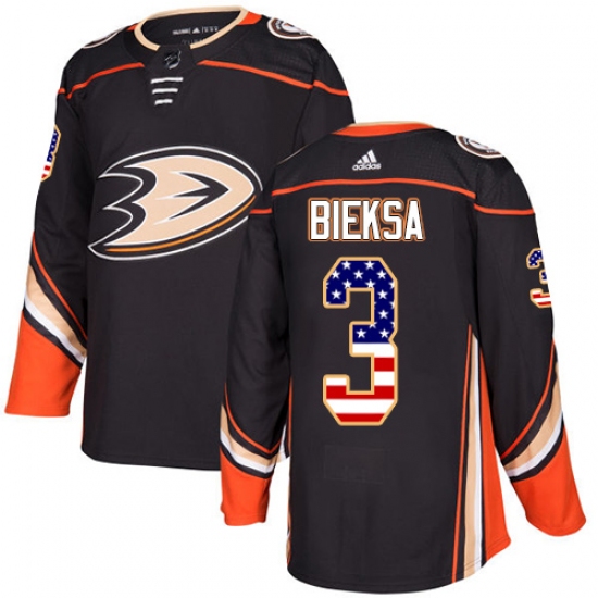 Men's Adidas Anaheim Ducks #3 Kevin Bieksa Authentic Black USA Flag Fashion NHL Jersey - Ujersey