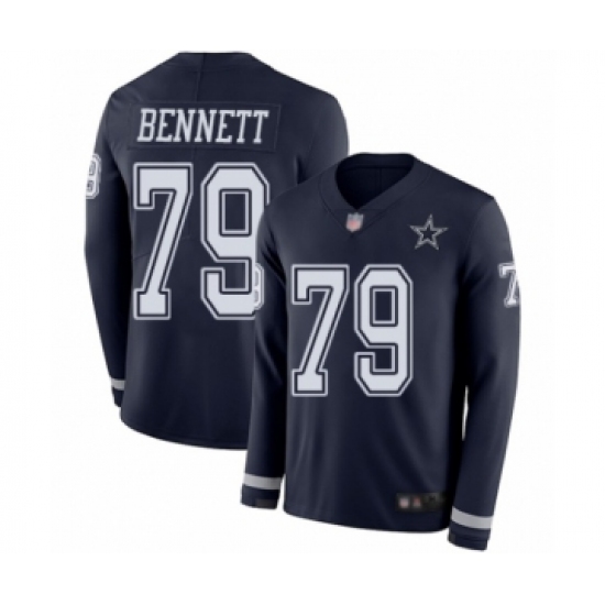 Men's Dallas Cowboys #79 Michael Bennett Limited Navy Blue Therma Long Sleeve Football Jersey - Ujersey