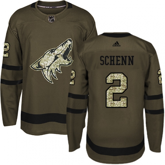 Youth Adidas Arizona Coyotes #2 Luke Schenn Authentic Green Salute to Service NHL Jersey - Ujersey