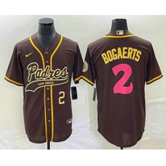 Men's San Diego Padres #2 Xander Bogaerts Number Brown NEW 2023 City Connect Cool Base Stitched Jersey - Ujersey