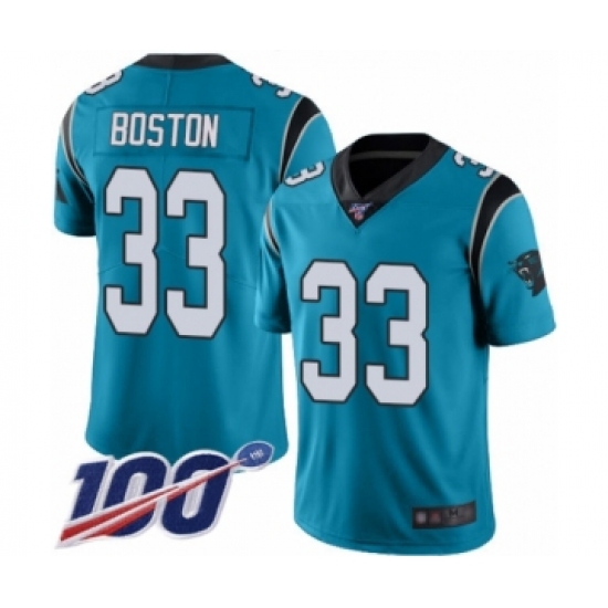 Men's Carolina Panthers #33 Tre Boston Blue Alternate Vapor Untouchable Limited Player 100th Season Football Jersey - Ujersey