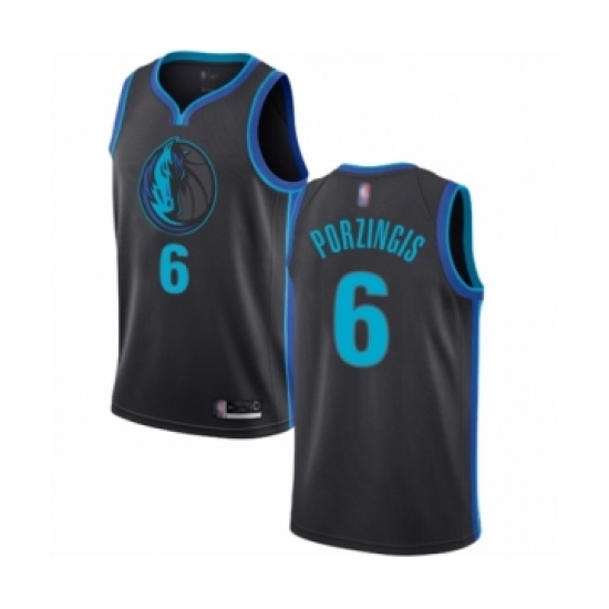 Men's Dallas Mavericks #6 Kristaps Porzingis Authentic Charcoal Basketball Jersey - City Edition - Ujersey