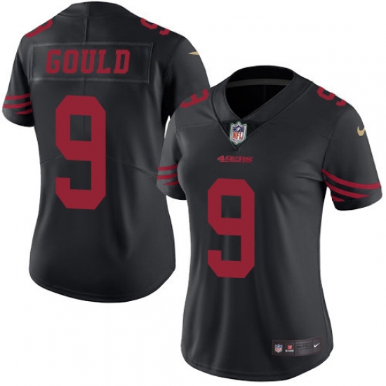 Women's Nike San Francisco 49ers #9 Robbie Gould Limited Black Rush Vapor Untouchable NFL Jersey - Ujersey