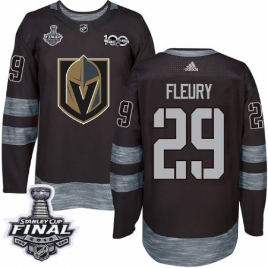 Men's Adidas Vegas Golden Knights #29 Marc-Andre Fleury Authentic Black 1917-2017 100th Anniversary 2018 Stanley Cup Final NHL Jersey - Ujersey
