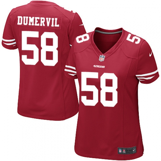 Women's Nike San Francisco 49ers #58 Elvis Dumervil Game Red Team Color NFL Jersey - Ujersey